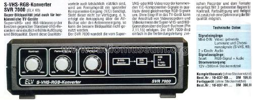 S-VHS-RGB-Konverter SVR 7000; ELV Elektronik AG; (ID = 1110721) Misc