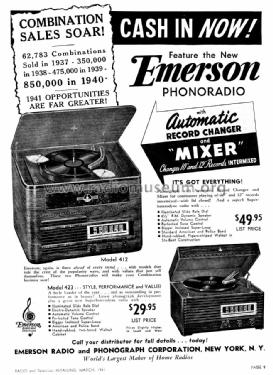 423 Ch= FW; Emerson Radio & (ID = 1045985) Radio