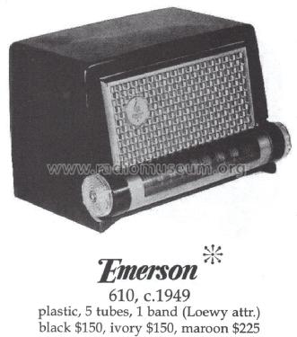 610 Ch= 120100B; Emerson Radio & (ID = 1419224) Radio