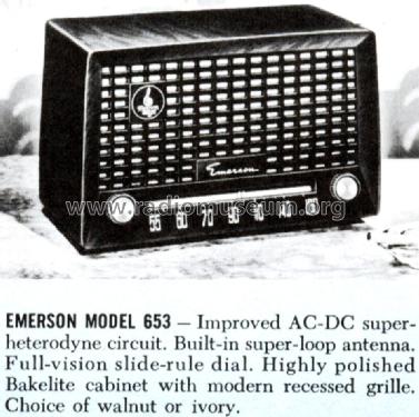 653 Ch= 120080B; Emerson Radio & (ID = 1408060) Radio