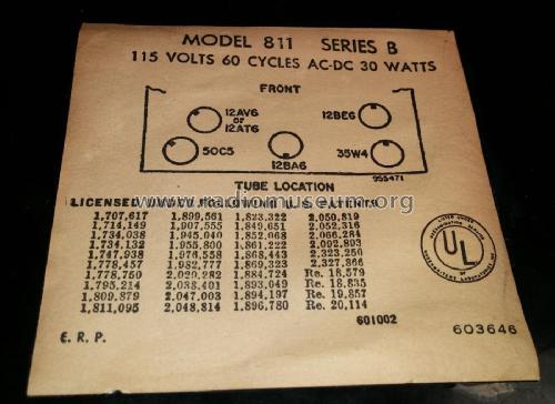 811-B Series B, Ch= 120228-B; Emerson Radio & (ID = 2406193) Radio