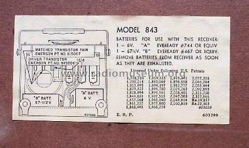 Transistor III 843 ; Emerson Radio & (ID = 247304) Radio