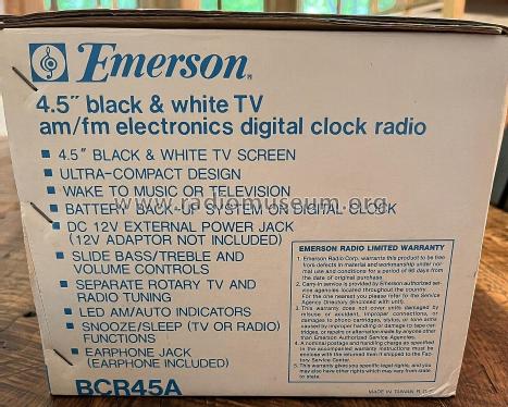 Black/White Television Digital Alarm Clock BCR45A; Emerson Radio & (ID = 2914680) Fernseh-R
