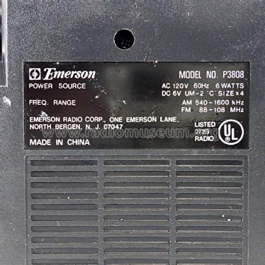 Emerson P3808; Emerson Radio & (ID = 2214668) Radio