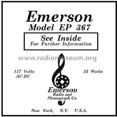 EP367 Ch= EP; Emerson Radio & (ID = 2967303) Radio