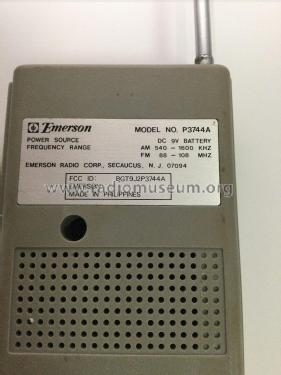 FM/AM Pocket Radio P3744A; Emerson Radio & (ID = 2828288) Radio