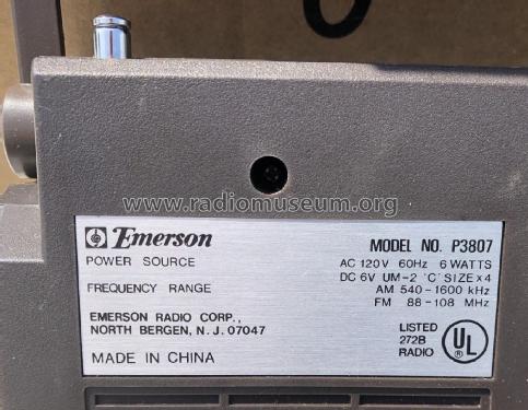 FM/AM Portable High Performance Circuit P3807; Emerson Radio & (ID = 2286659) Radio
