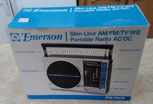 Slim Line AM/FM/TV/WB Portable Radio AC/DC PM-3909; Emerson Radio & (ID = 2828104) Radio