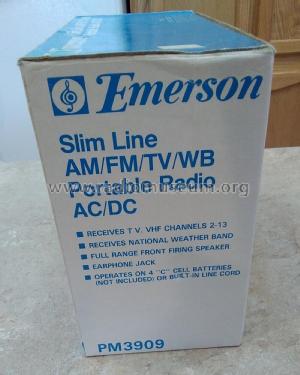 Slim Line AM/FM/TV/WB Portable Radio AC/DC PM-3909; Emerson Radio & (ID = 2828106) Radio