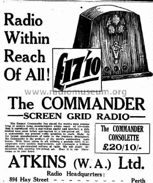 Commander 3 tube ; Emmco Sydney (ID = 1862815) Radio