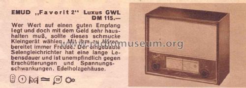 Favorit II Luxus GWN; Emud, Ernst Mästling (ID = 29387) Radio