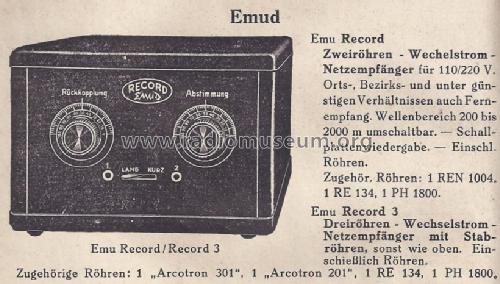 Record 3; Emud, Ernst Mästling (ID = 1528475) Radio