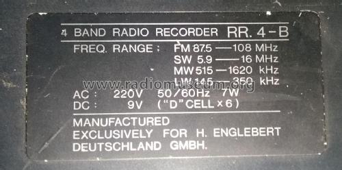 4 Band Radio Recorder RR.4-B; Englebert; Hamburg (ID = 2624294) Radio