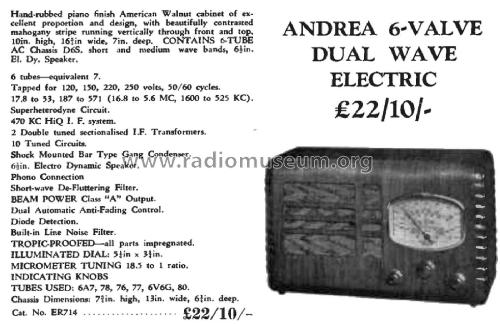 Andrea Dual Wave D6S; Ensign Radio, The (ID = 2693542) Radio