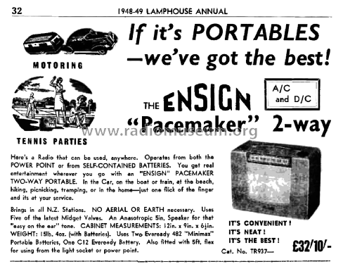 Ensign Pacemaker Two-Way Portable ; Ensign Radio, The (ID = 2899591) Radio
