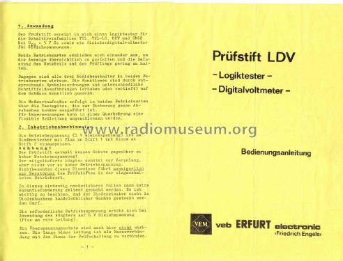 Prüfstift LDV - Logiktester-Digitalvoltmeter ; Erfurt Electronic; (ID = 2277597) Equipment