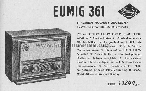 361; Eumig, Elektrizitäts (ID = 972024) Radio