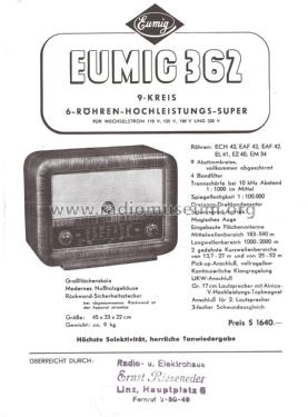 362; Eumig, Elektrizitäts (ID = 2817601) Radio