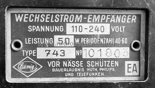 743; Eumig, Elektrizitäts (ID = 1830399) Radio