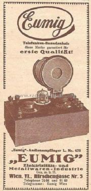 Audion 475; Eumig, Elektrizitäts (ID = 493116) Radio