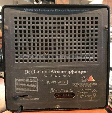 Deutscher Kleinempfänger 1938 DKE 38; Eumig, Elektrizitäts (ID = 2515987) Radio
