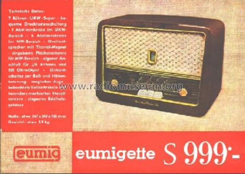 Eumigette 382W ; Eumig, Elektrizitäts (ID = 66643) Radio