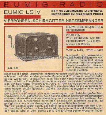 LS IV 7475; Eumig, Elektrizitäts (ID = 821214) Radio