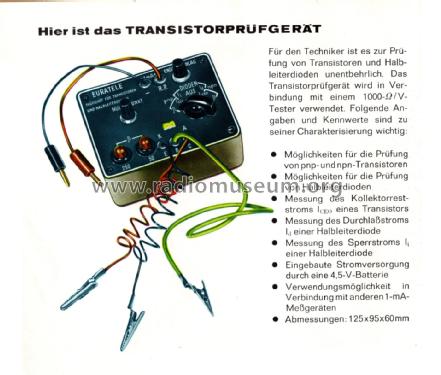 Prüfgerät für Transistoren und Halbleiterdioden ; Euratele, Radio- (ID = 2950286) teaching