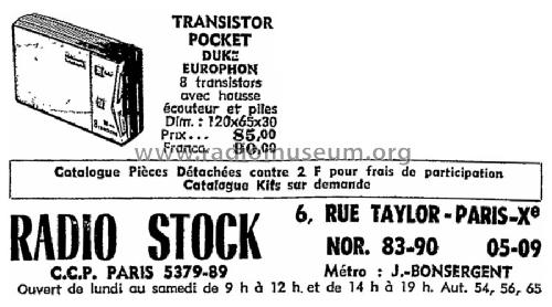 Duke 8 Transistor ; Europhon; Milano (ID = 2689033) Radio