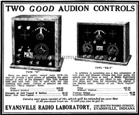 Audion Control Unit Type D; Evansville Radio (ID = 979724) mod-pre26