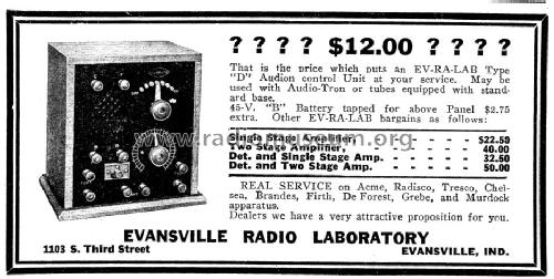 EV-RA-LAB Audion Control Unit Type D; Evansville Radio (ID = 975119) mod-pre26