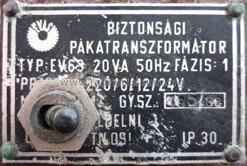 Biztonsági Pákatranszformátor EV63; EVAS, Esztergomi (ID = 2216553) Equipment