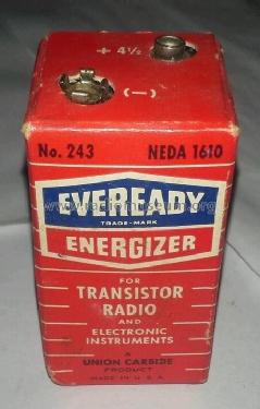 Energizer for Transistor Radio and Electronic Instruments - 4½ Volts 243 - NEDA 1610; Eveready Ever Ready, (ID = 1792989) A-courant