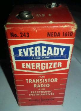 Energizer for Transistor Radio and Electronic Instruments - 4½ Volts 243 - NEDA 1610; Eveready Ever Ready, (ID = 1792993) A-courant