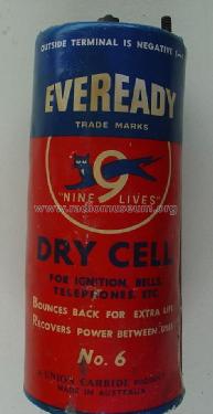 Nine 9 Lives - Dry Cell - For Ignition, Bells, telephones, etc. No. 6; Eveready Ever Ready, (ID = 1745331) A-courant