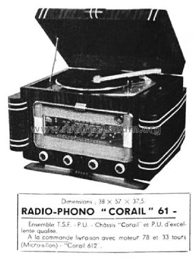Radio-phono Corail 612; Evernice marque, (ID = 2645509) Radio