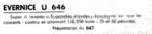 U646 ; Evernice marque, (ID = 1956525) Radio