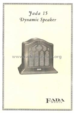 15 Dynamic Speaker ; Fada Radio & (ID = 1115187) Speaker-P