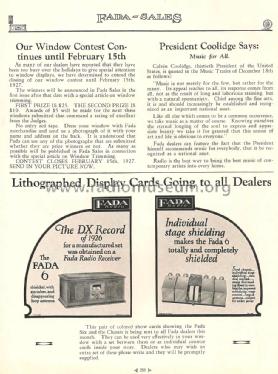 February 1927 FADA-SALES Radio Magazine ; Fada Radio & (ID = 1116206) Paper