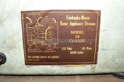 58-C-1 Ch= 58; Fairbanks, Morse & (ID = 1930253) Radio