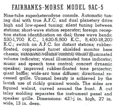 9AC-5 Ch= 9A; Fairbanks, Morse & (ID = 1838499) Radio