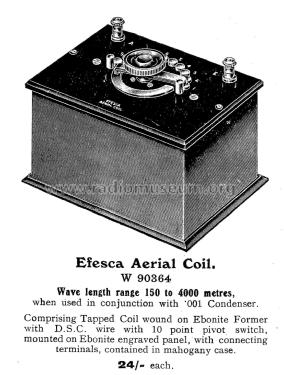 Efesca Aerial Coil Cat. No. W 90364; Efescaphone Brand, (ID = 1887883) Radio part