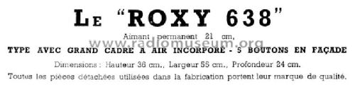 Roxy 638; Familial Radio, G. (ID = 1994250) Radio