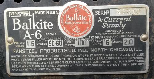 Balkite 'A' Supply A-6; Fansteel Products (ID = 2149285) Aliment.