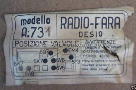 A731; FARA Radio; Milano (ID = 1095711) Radio