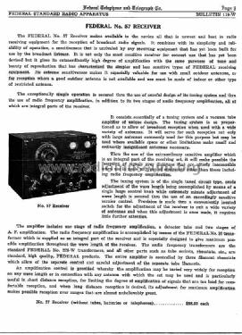 Radio Receiver No. 57; Federal Radio Corp. (ID = 978959) Radio
