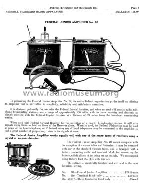 Federal Jr. Amplifier No. 20; Federal Radio Corp. (ID = 998675) Ampl/Mixer