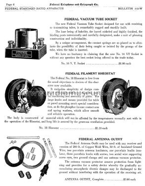 Federal Telephone Bulletin August, 1922 No. 115-W; Federal Radio Corp. (ID = 1870444) Paper