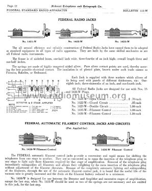 Federal Telephone Bulletin August, 1922 No. 115-W; Federal Radio Corp. (ID = 1870450) Paper