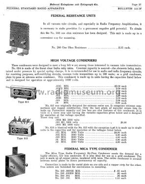 Federal Telephone Bulletin August, 1922 No. 115-W; Federal Radio Corp. (ID = 1870465) Paper